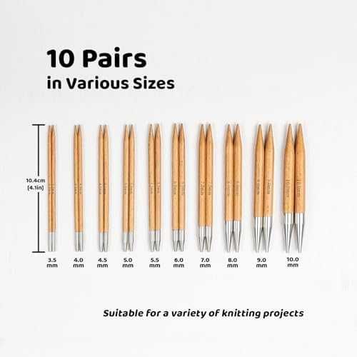 Нови Професионални дървени игли за плетене – 10 размера с аксесоари