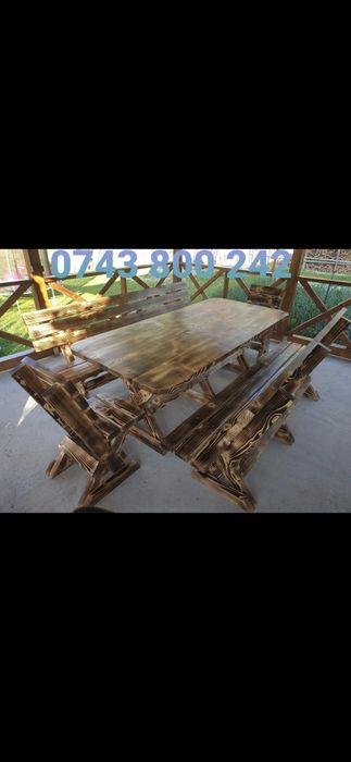 Masa și scaune rustice,pentru foișoare,terase si gradini