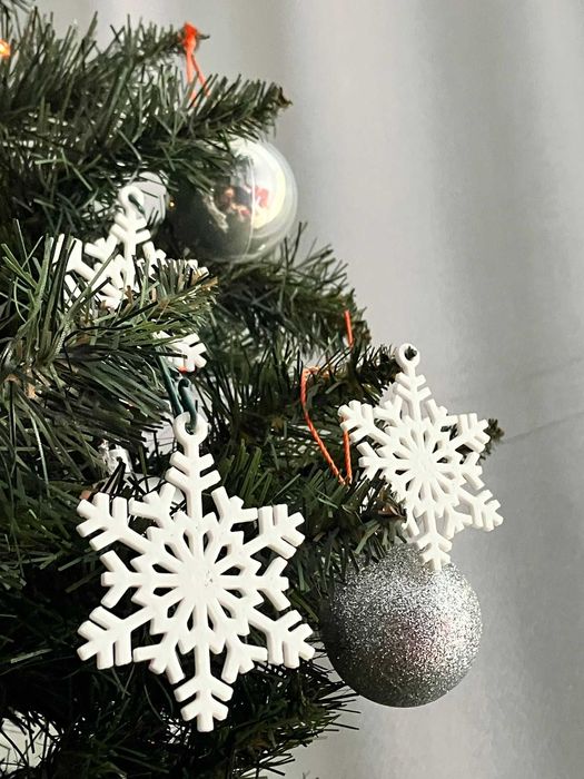 Fulgii de Zăpadă 3D - Ornamente Crăciun - Alb,