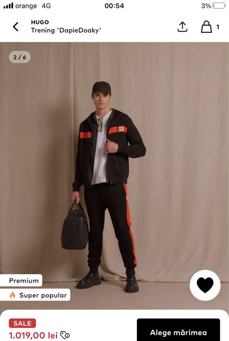 Trening pantaloni bluza hoodie Hugo negru marimea L original 100% Hugo boss super pret bumbac nou cu eticheta