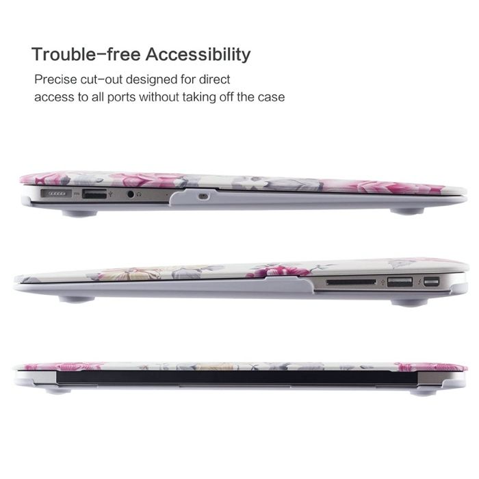 Geanta Macbook Air 13'' A1466 A1369 roz flori trandafiri alb