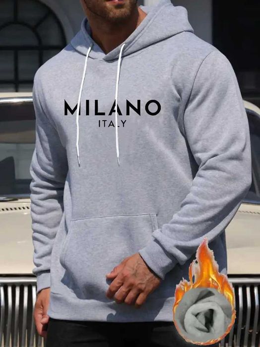 Мъжки зимен суитшърт (анорак) "Milano" черен и сив ,размер M и L ПРОМО