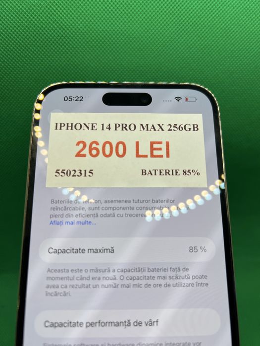 Iphone 14 pro max 256gb 85% bat•Amanet Lazar Crangasi•55023