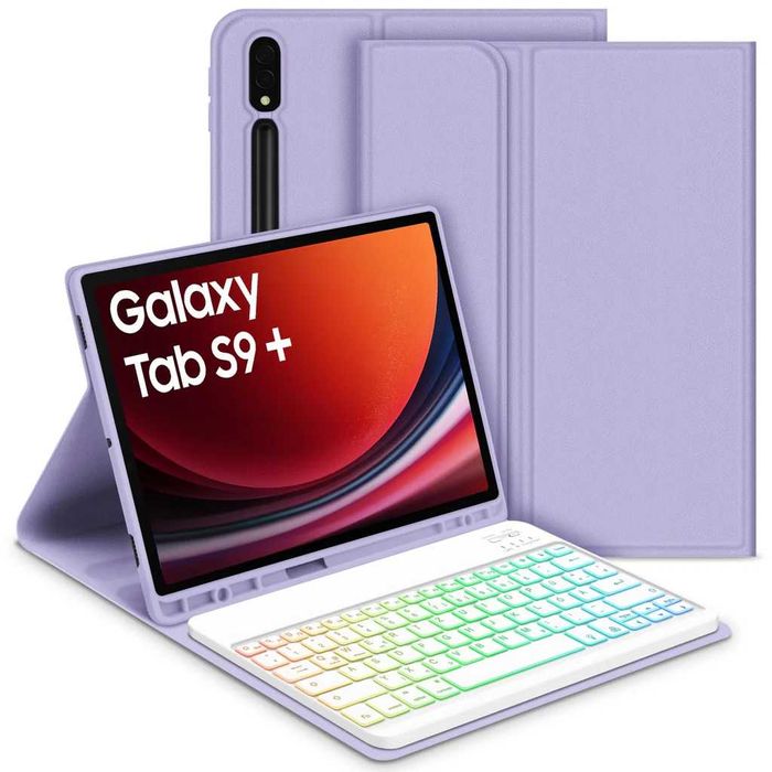 Husă tastatură iluminată Samsung Galaxy Tab S9 Plus 12.4 2023,QWERTZ