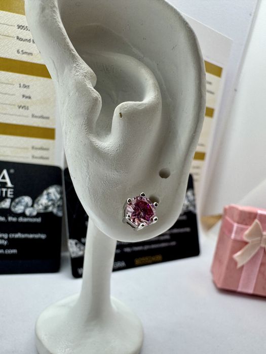 Сребърни обеци с мойсанит (Диамант) 1 карат