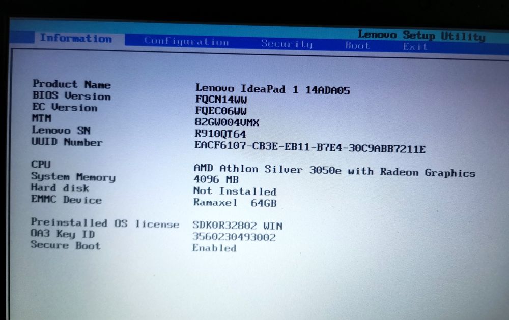 Laptop Lenovo IdeaPad 3 de 14 inch.