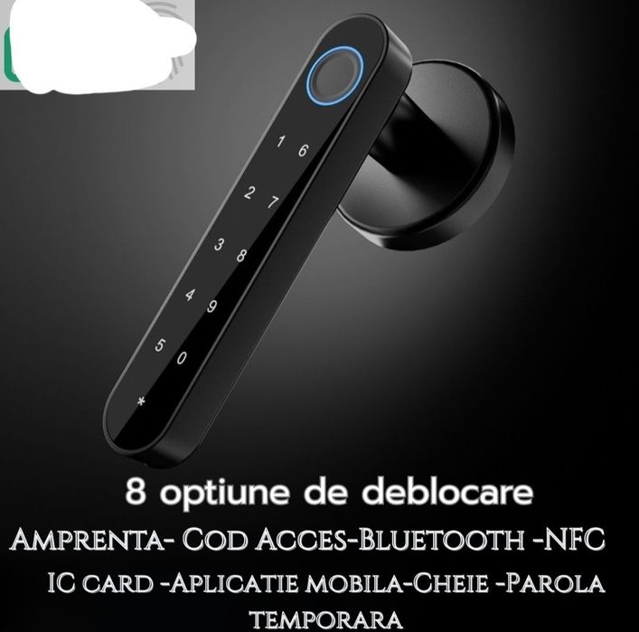 Maner smart cu amprenta pentru usi, cod PIN, bluetooth și cheie, universal