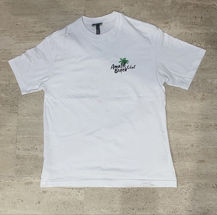 Tricou H&M Amalfi Beach Club – Alb, Loose Fit, Print Spate, Mărimea S