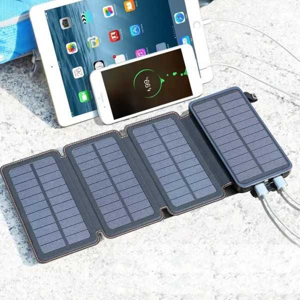 Baterie Camping Externa, Solara Power Bank 20 000 mAh 4 Panouri, Nou!