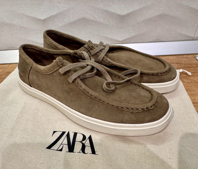 Pantofi piele naturala intoarsa - noi 44 - zara