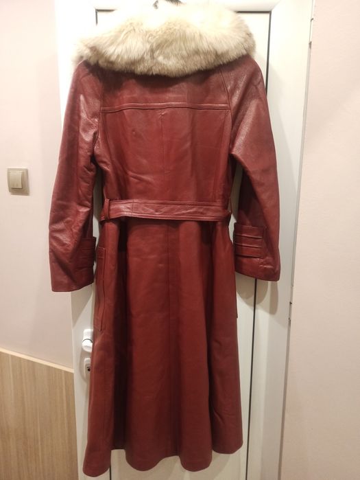 Палто естествена кожа с лисица