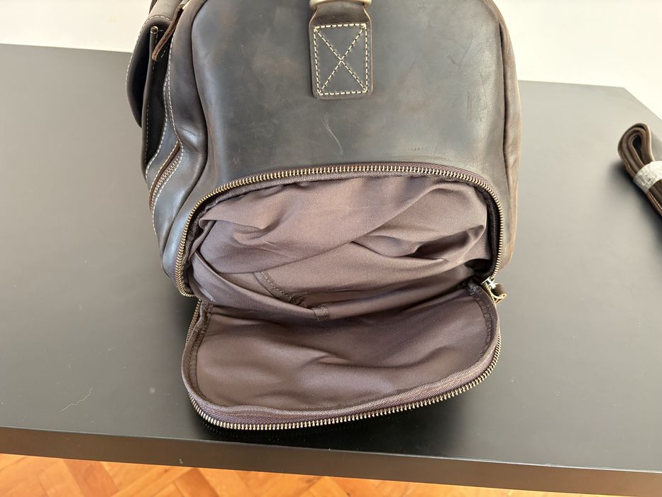 Кожен сак / пътна чанта от конска естествена кожа – тъмно кафяво