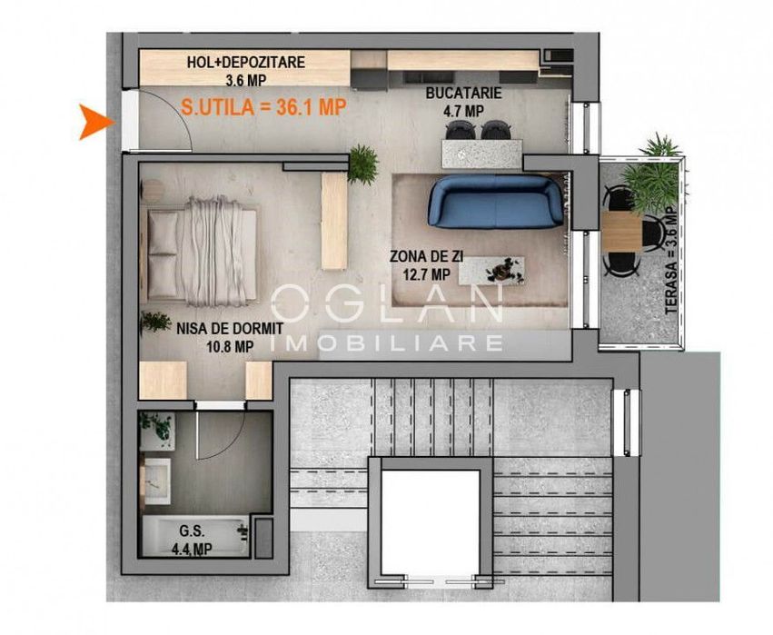 Garsoniera noua, 36,1 mp utili, bloc cu lift, Calea Surii Mici 0% co — fotografia 2