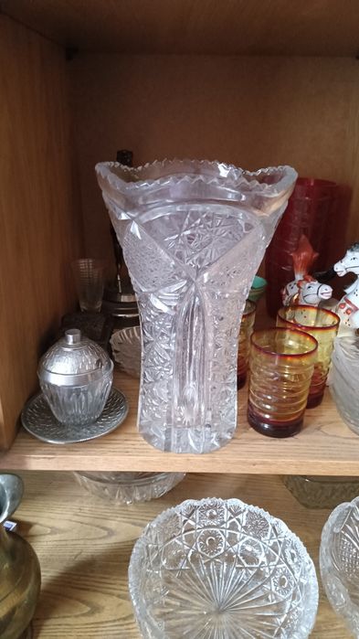 Посуда. Хрустальная ваза под цветы Чехословакия.