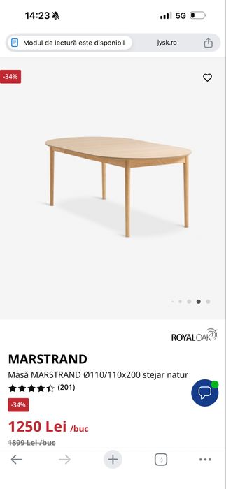 Masa rotunda lemn masiv Jisk