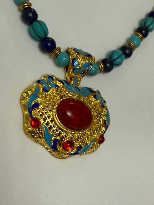 Colier Statement Bobo Chic stil tibetan, Email si Pietre pretioase