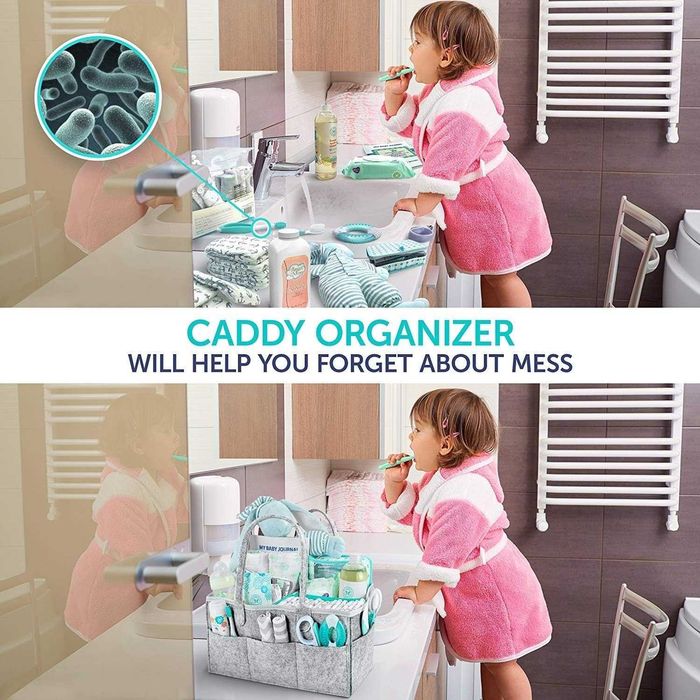 Organizator geanta pentru cosmetice si accesorii bebe gri 33x23x18
