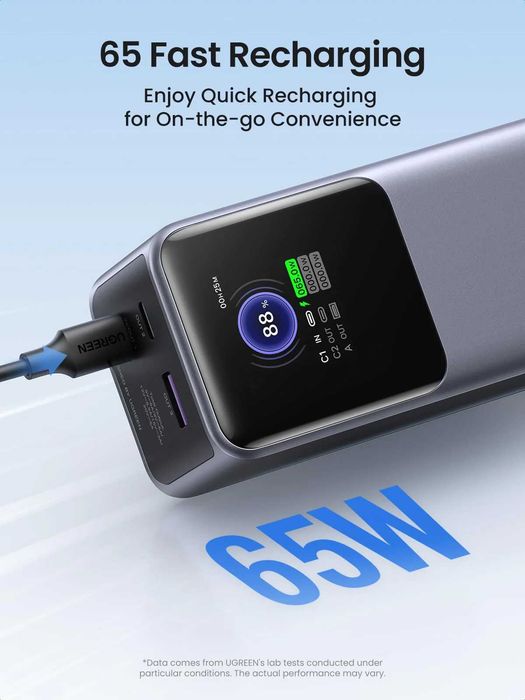 Power Bank UGREEN Nexode 25000mAh 200W с интеллектуальным дисплеем.