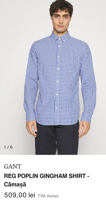 Cămașă GANT mânecă lungă din bumbac,măsura XL,college blue,super preț!