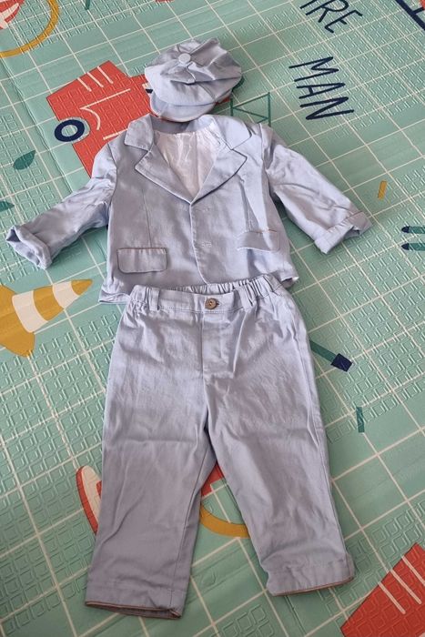 Costum bebe Sacou Si Pantalon Bleu AnneBebe 74 cm