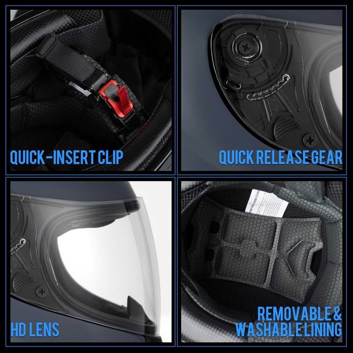 Favoto  Cască moto integrală pentru adulți, unisex, mărime M57/58 ECE