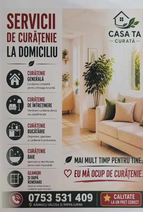Ofer servicii de curățenie.