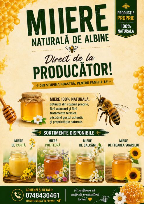 Miere naturala din stupina proprie
