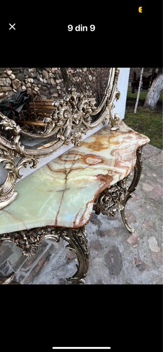 Consola bronz cu blat onix si oglinda !