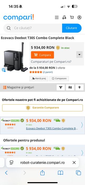Robot aspirator 3in1 ecovacs deebot T30S Combo Complete nou sigilat