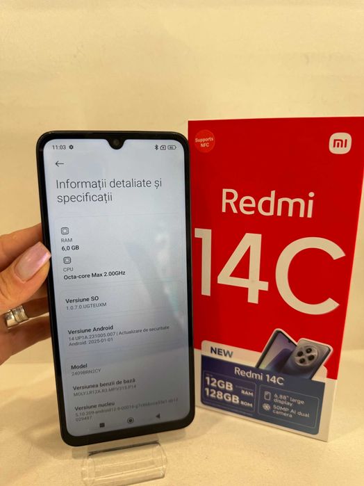 Xiaomi Redmi 14C, Midnight Black, 128GB/6GB RAM, impecabil!