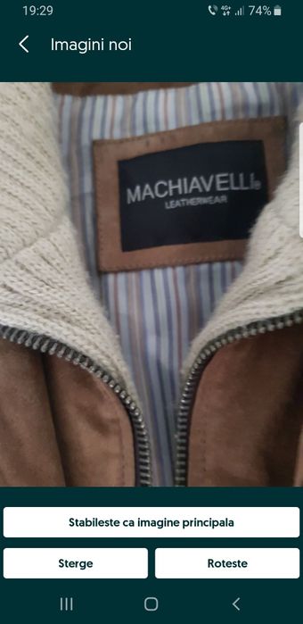 Geaca piele Machiavelli L,nr 50,cu 4 gulere noi de schimb