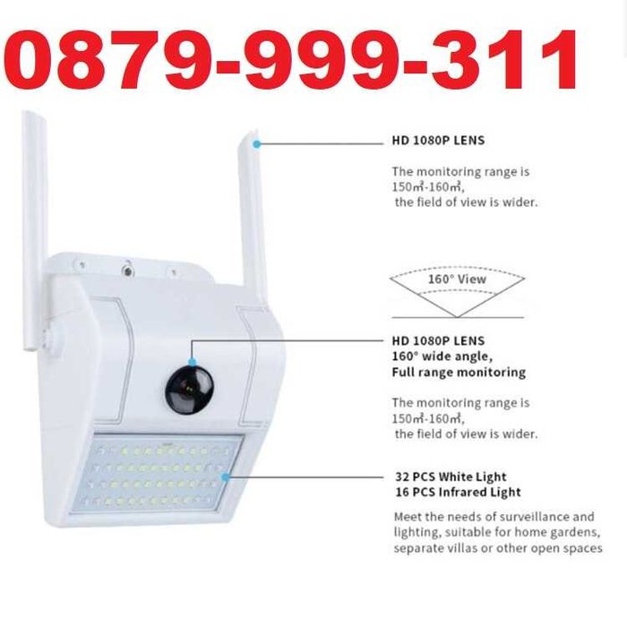 2в1 FullHD WiFi камера  LED градинско осветление видеонаблюдение iCSee