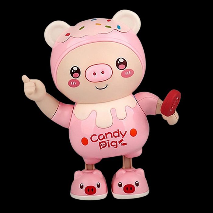 Интерактивна играчка със звуци и светлини, розовото танцуващо прасе