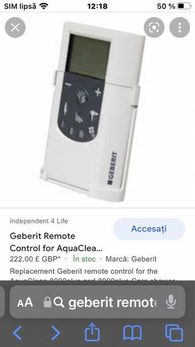 Telecomanda geberit aqua