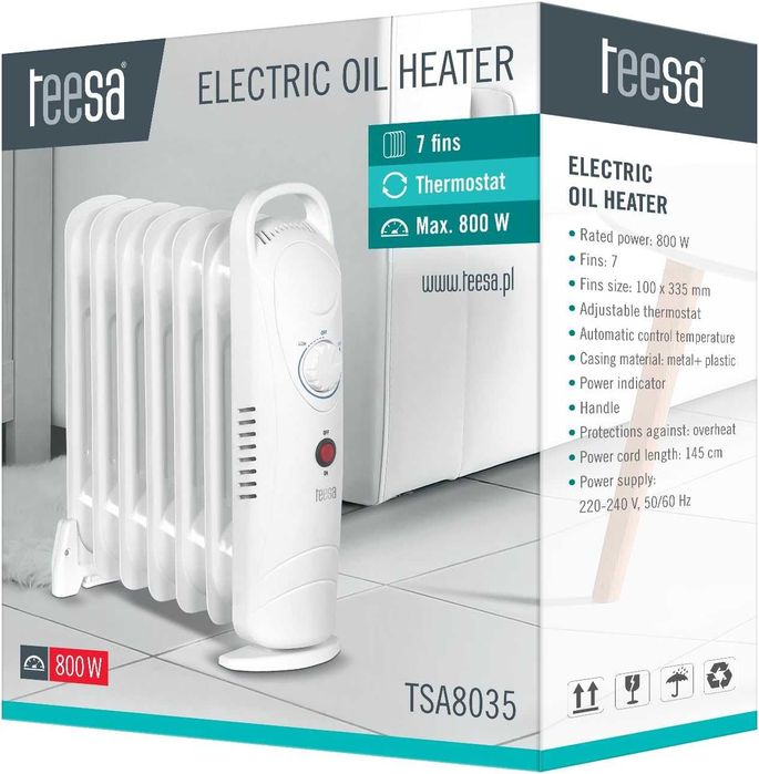 Електрически радиатор Teesa TSA8035, 800W, Регулируем термостат