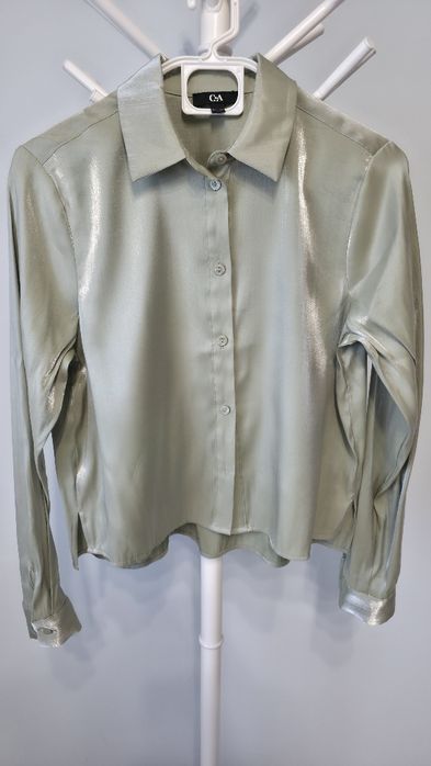 Cămașă de damă din satin verde pal C&A, marimea 36