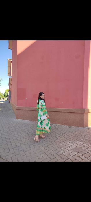 Зелена рокля с един ръкав Shein