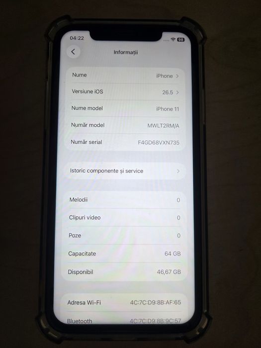 IPhone 11 64GB, baterie nouă 100%, cutie