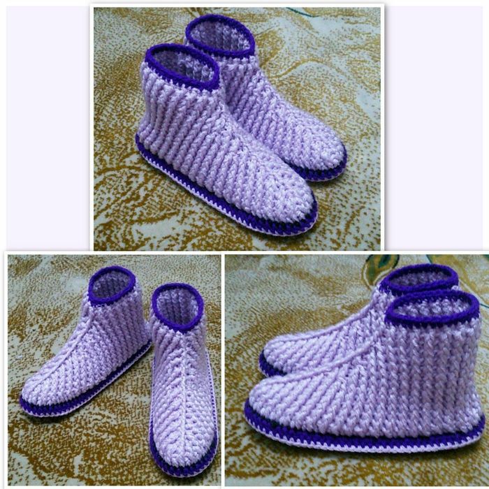 Вязаные домашние сапожки не скользящие мягкие и удобные