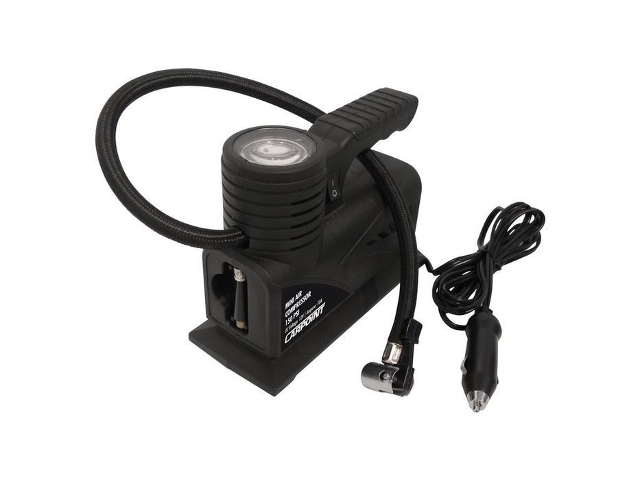 Compresor auto Carpoint 12V 10A 150PSI cu manometru analogic, cablu 2 m, furtun 47 cm si 2 adaptoare