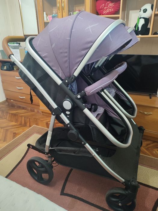 Комбинирана количка за близнаци  Chipolino duo smart lilac + кошници за кола + подаръци