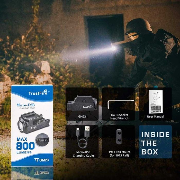 TrustFire GM23  Тактически фенер за пистолет