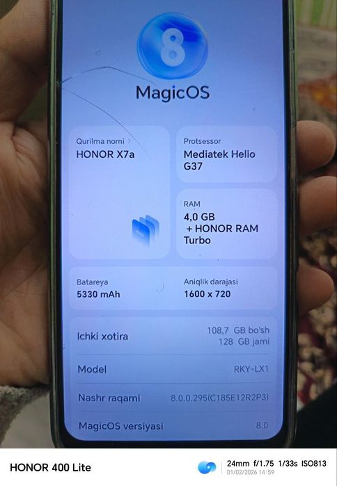 Honorx7a katta ekranli, holati alo