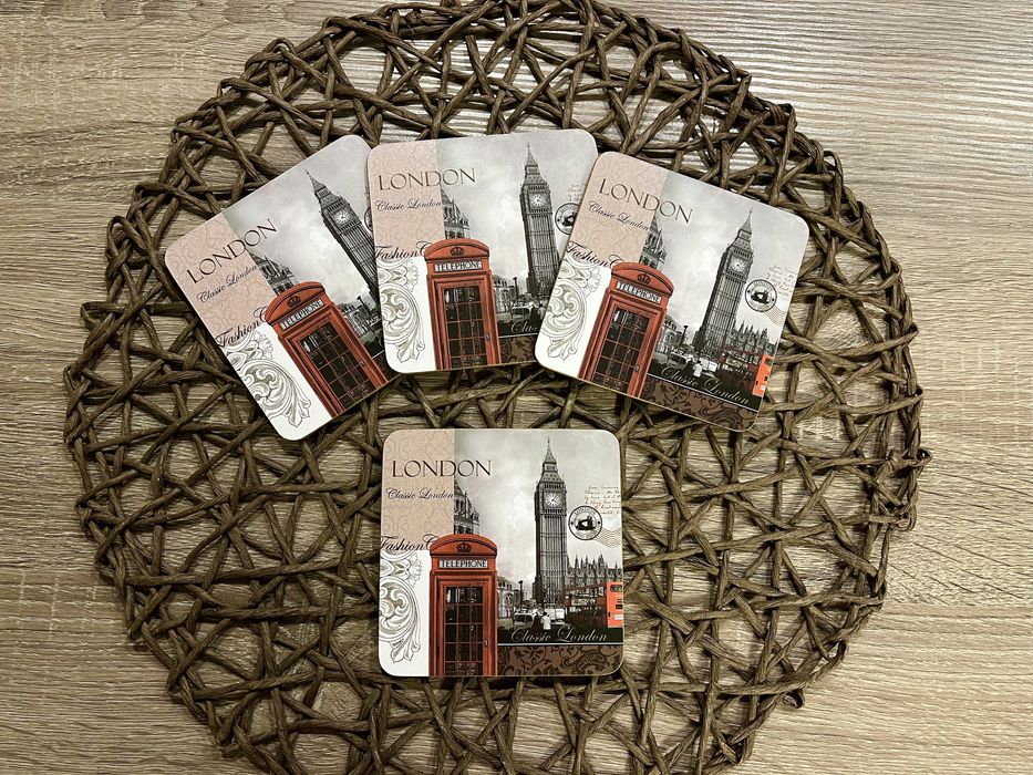 Сервиз за кафе, подложки, пепелник, рамка за снимки на тема “Лондон”
