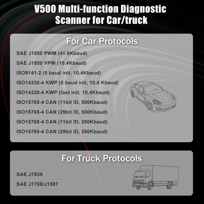 OBDII двуфункционален V500 за Автомобили и Камиони