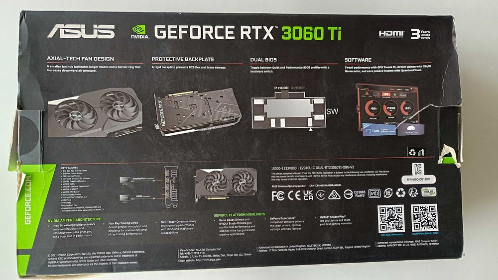Видеокарта ASUS GeForce RTX 3060 Ti 8GB LHR - NVIDEA