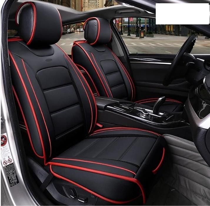 2 броя калъфи за предни седалки, универсална кожена тапицерия, черно и