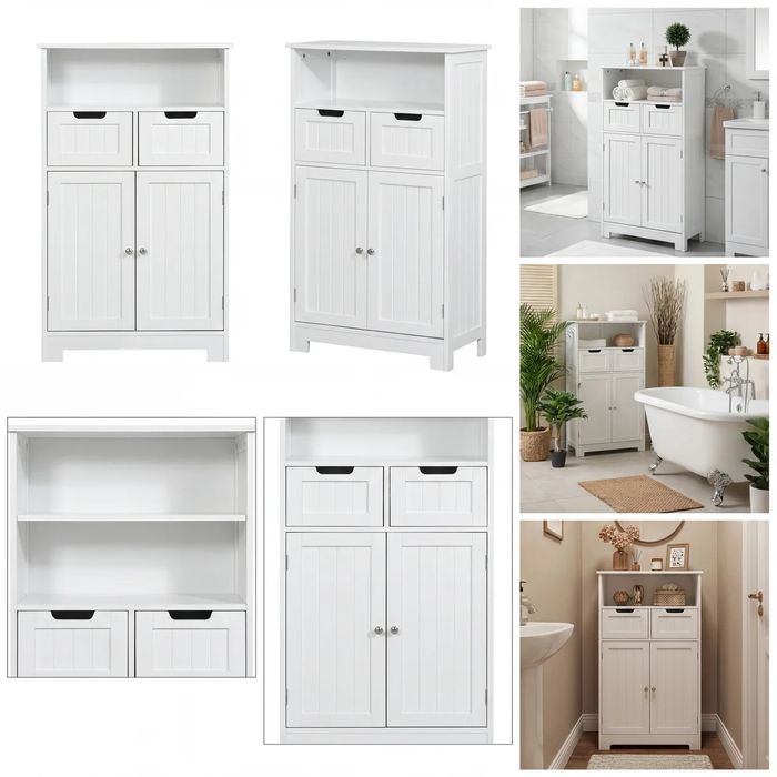 Многофункционален Бял Шкаф за Съхранение с Класически Дизайн