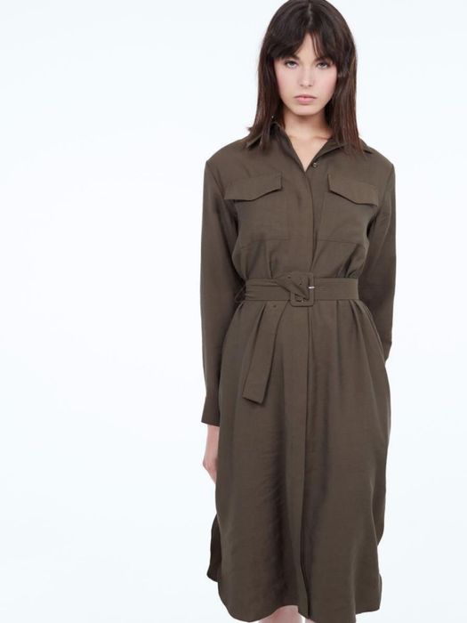 Платье-рубашка цвета хаки