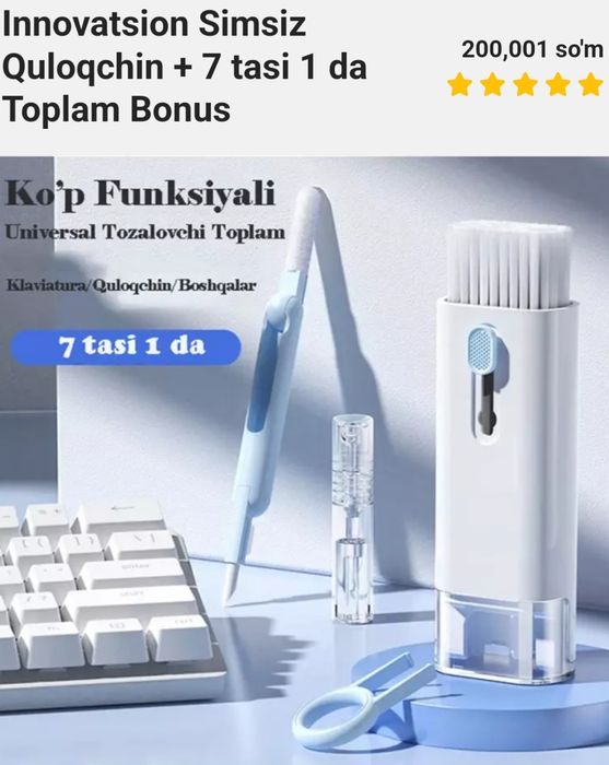 Innovatsion simsiz quloqchin + 7 tasi 1 da tuplam bonus